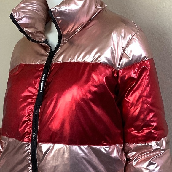❤️Juicy Couture Black Label Pink & Red Metallic Puffer Jacket - Picture 5 of 8